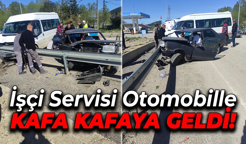 Eflani'de İşçi Servisi ile Otomobil Çarpıştı: 4 Yaralı!