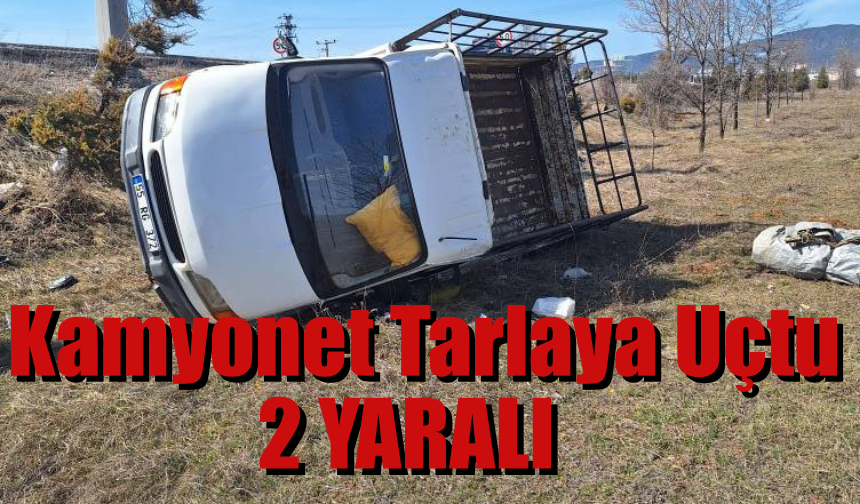 Yoldan çıkan kamyonet tarlaya uçtu: 2 yaralı