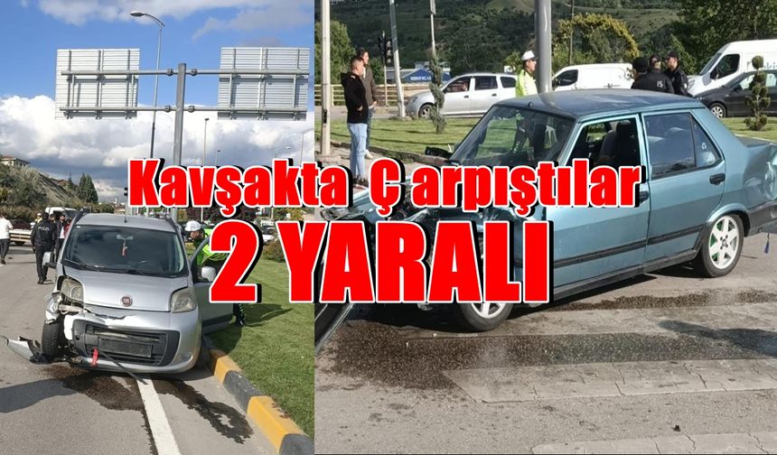 Kavşakta Çarpıştılar 2 Kişi Yaralı