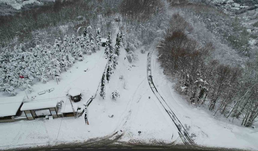 Zonguldak'ta beyaz güzellik havadan görüntülendi