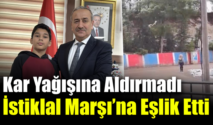 Kar altında İstiklal Marşı'na eşlik eden Türkmen öğrenci ödüllendirildi
