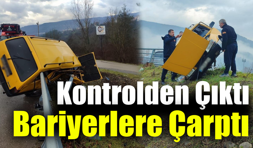 Yenice’de bariyere çarpan otomobil hurdaya döndü