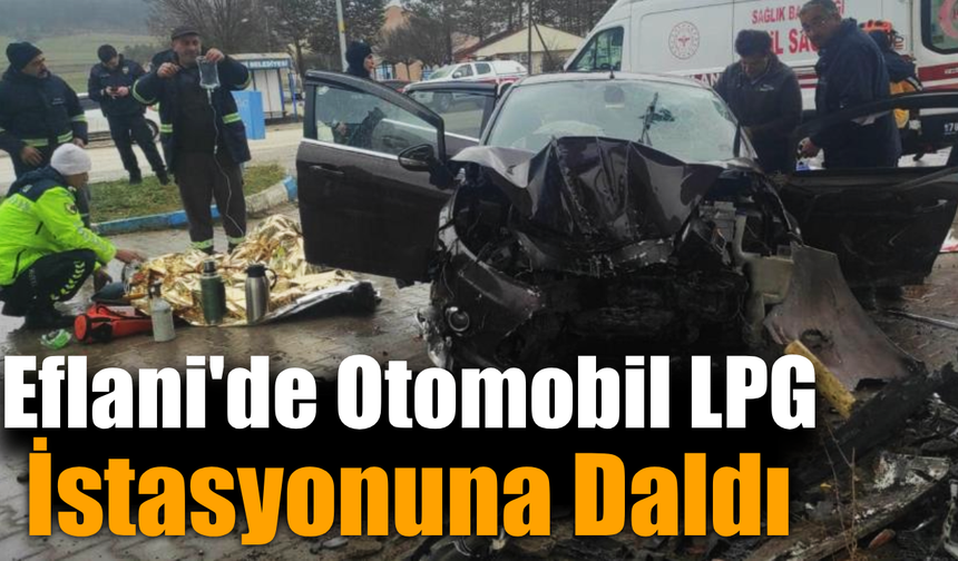 Kontrolden çıkan otomobil LPG istasyonuna çarptı