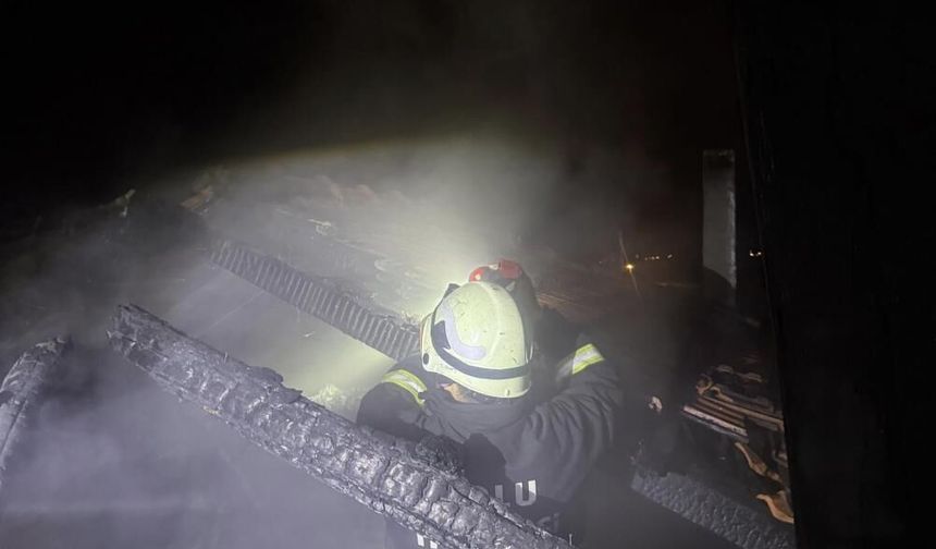 Bacadan çıkan yangın 2 katlı evin çatısını sardı