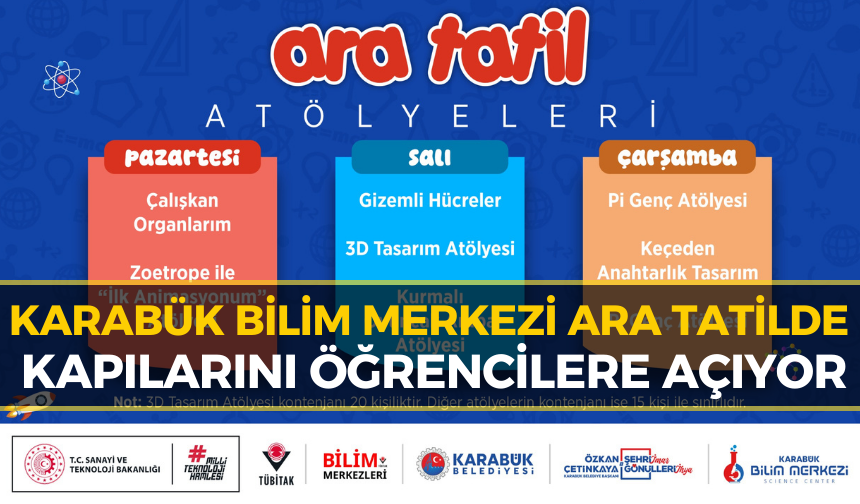 Karabük’te Çocuklar Ara Tatilde Bilimle Buluşacak
